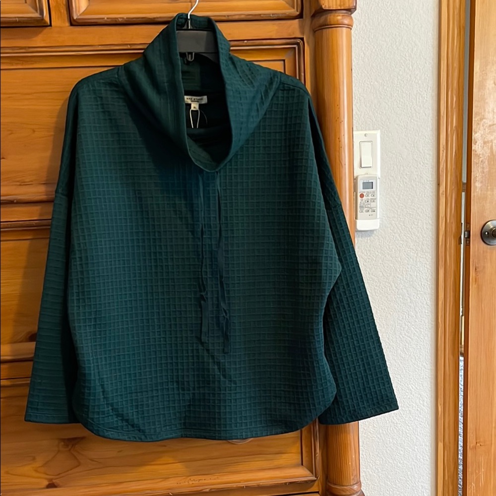Max Studio Dark Green Cowl Neck Sweatshirt